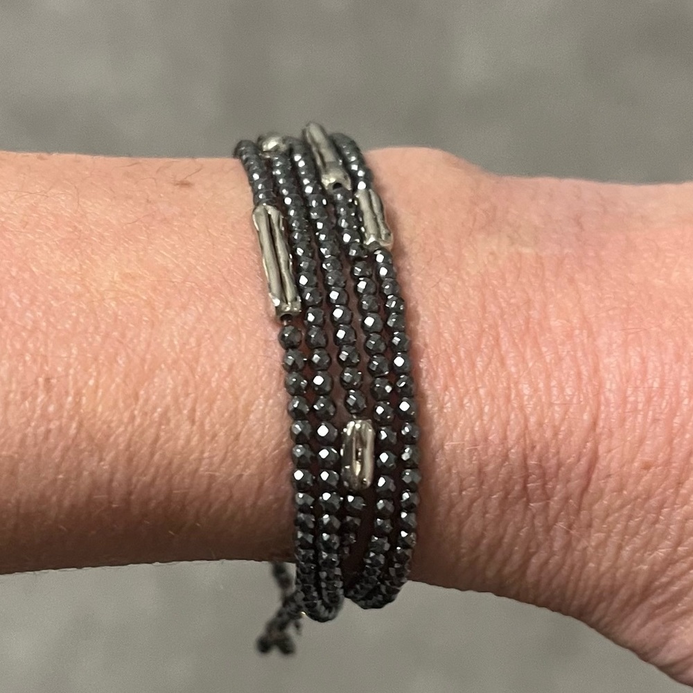 Anne Sportun 14k White Gold Accent Hematite Wrap Bracelet or Necklace